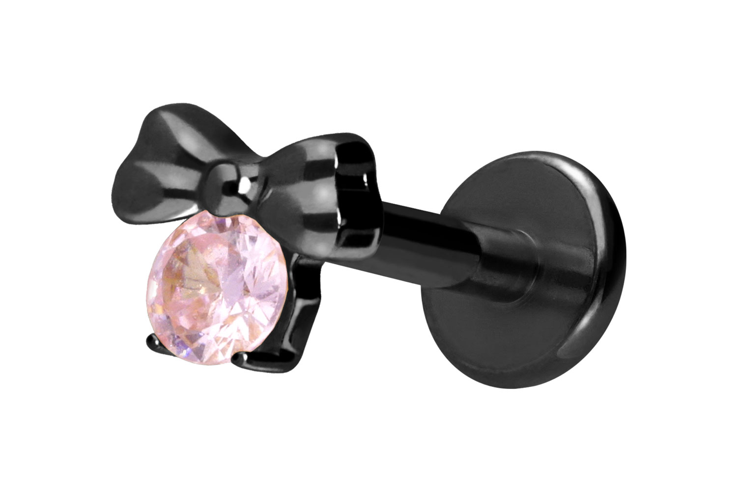 Titan Labret Piercing mit Innengewinde SCHLEIFE + KRISTALL